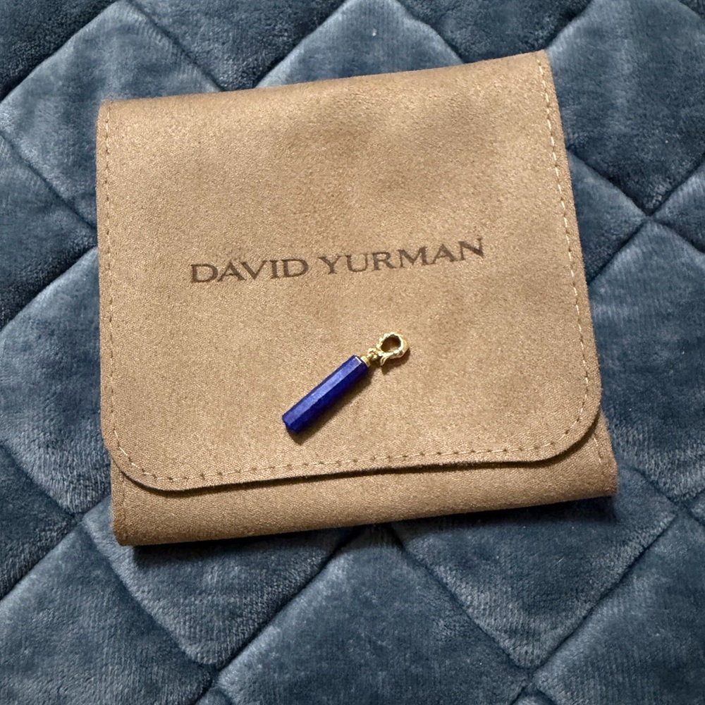 David Yurman Lapis Bar Pendant with Gold Tone Bail